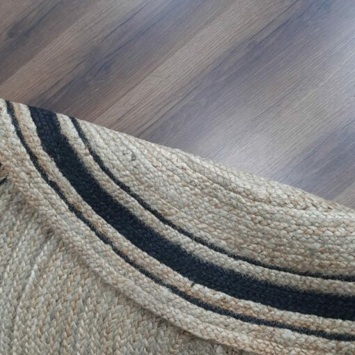 Handmakers! Black & Beige Roun jute are rug 90 Cm