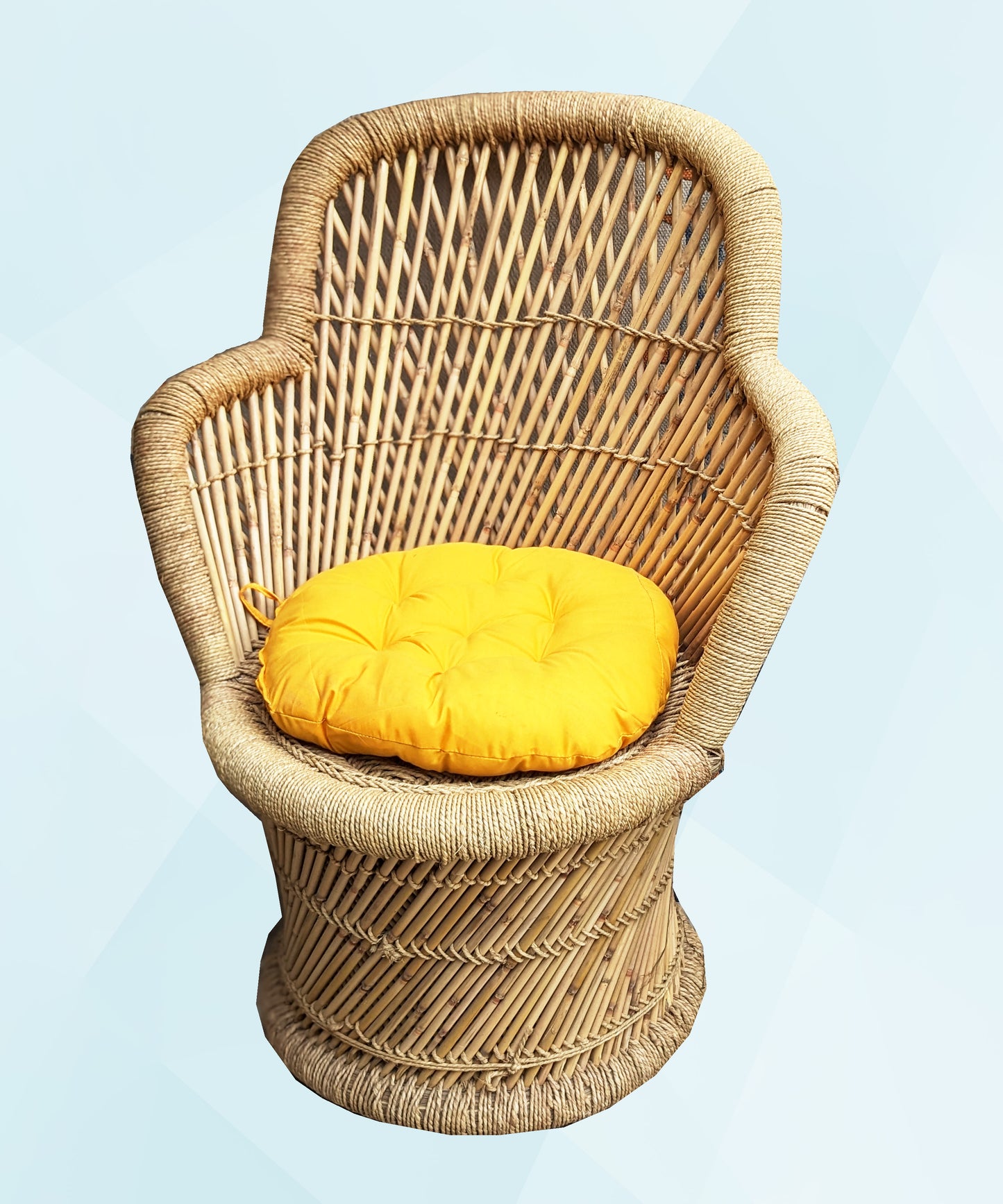 Handmakers Yellow Color Pure Cotto Round Cushion 18X18 inch (Pack of 4 )