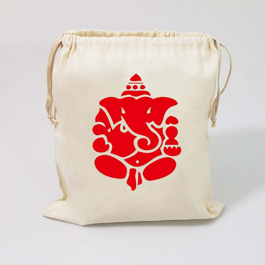 Red Ganesh Print Potli for wedding gift bags