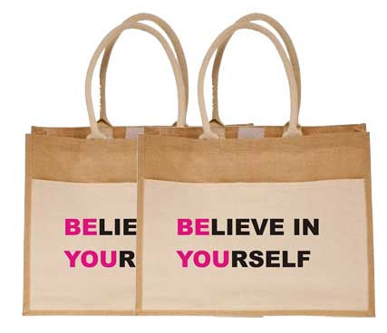 Natural Jute Cloth Handbag (Set of 2)