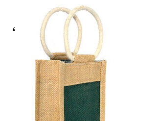 Handmaker  Jute Water Bottle Bag for  1LTR  with  Green Color  (Pack of 2)