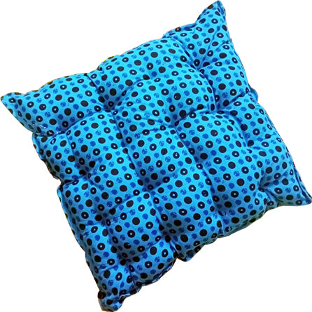 Handmakers Cotton Cushion with Square sahape for Chair Seat Cushion (18 inch X 18 Inch, Blue)