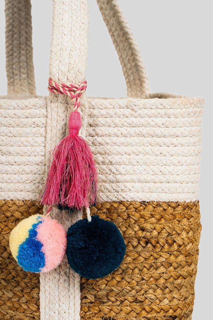 Handmakers Pure Jute handbag for women with white Beige Color set