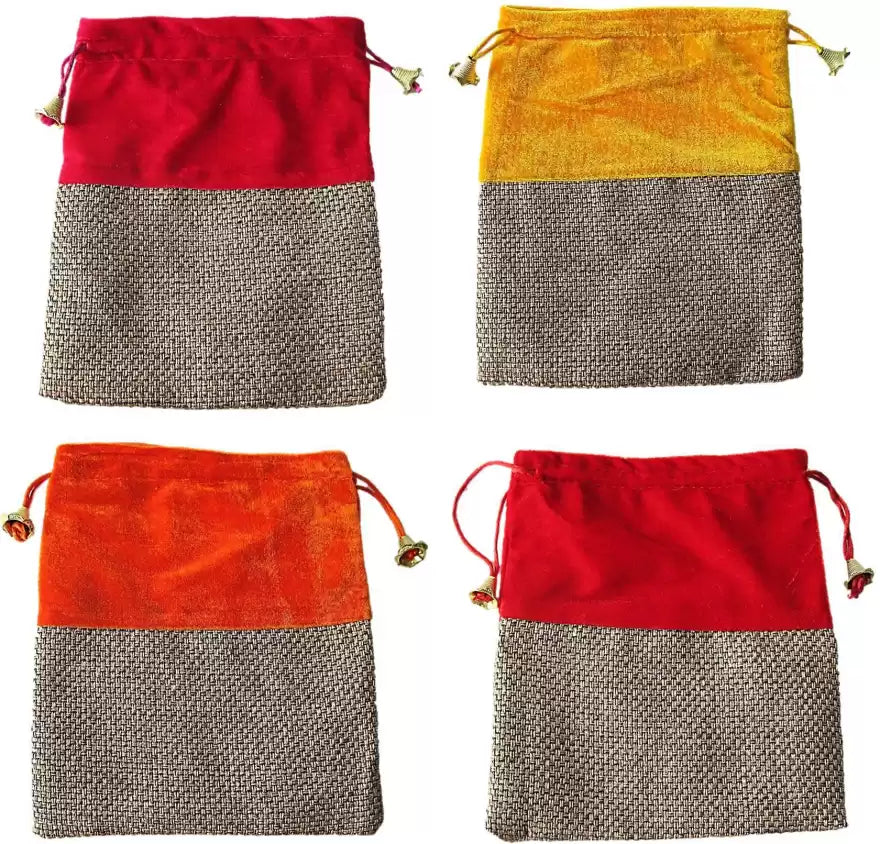 Handmakers Women Printed Designer Potli SET of 4 Pcs