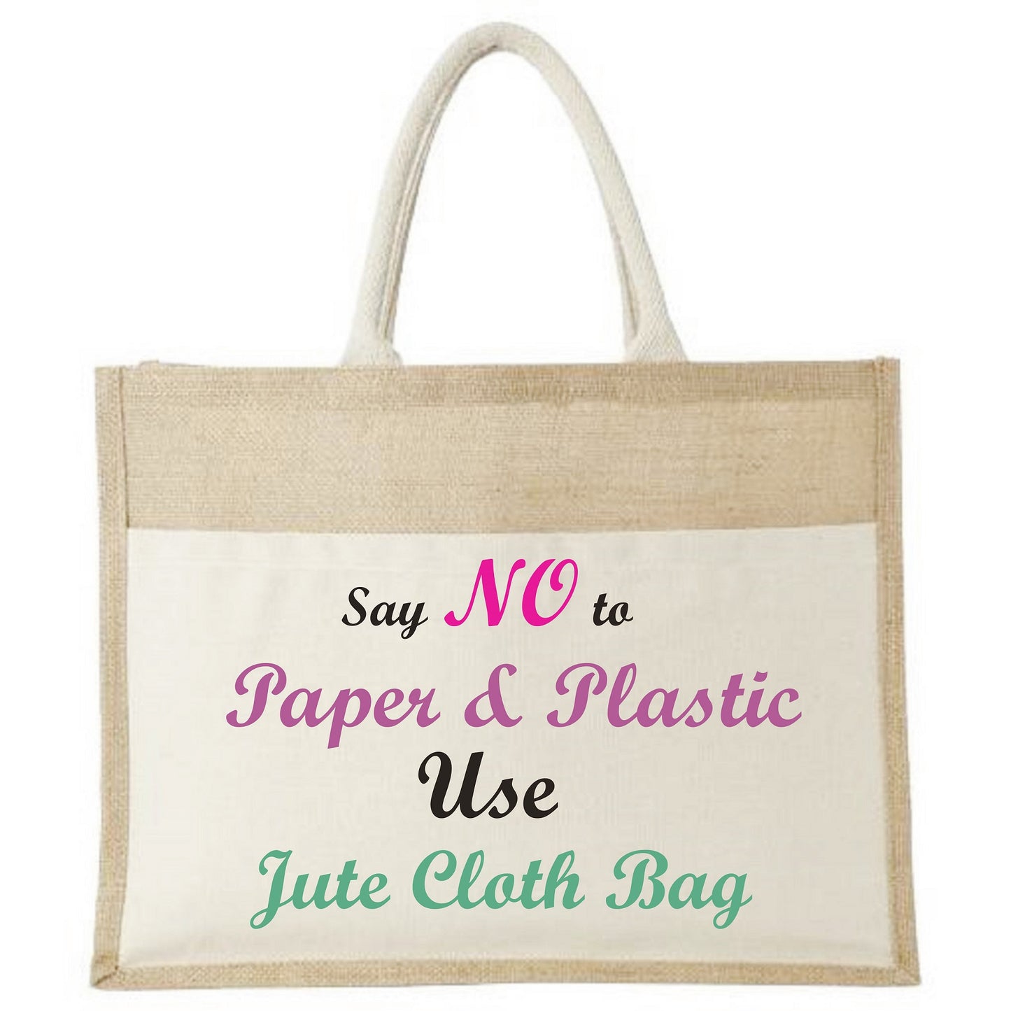 Natural Handmade Pure Jute Handbag With Pure White and Beige (Set of 2)