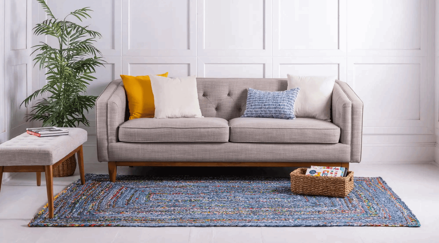 Rectangle shape Jeans Jute Area rug