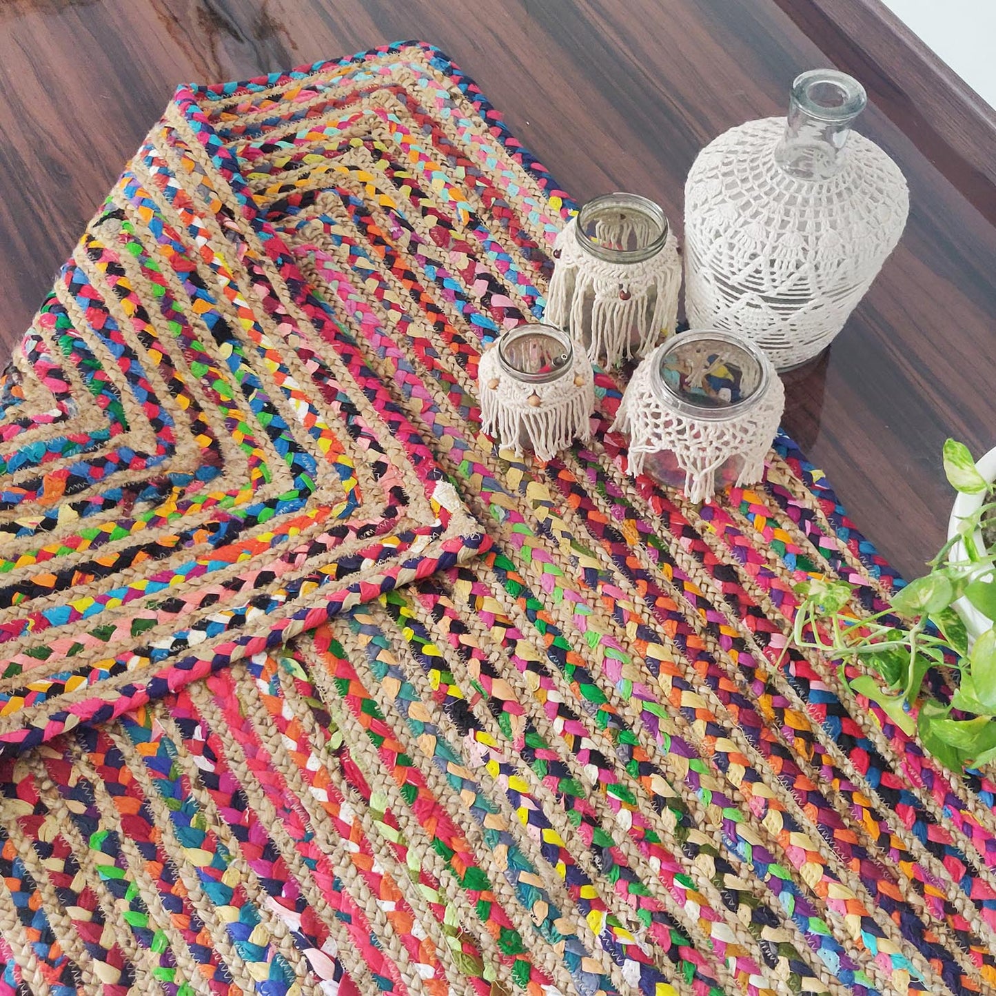 Natural Beige Jute Carpet Jute Floor Mat With Beige Rectangular Shape- 3X5 FTRectangular Shape 4x6 Carpet