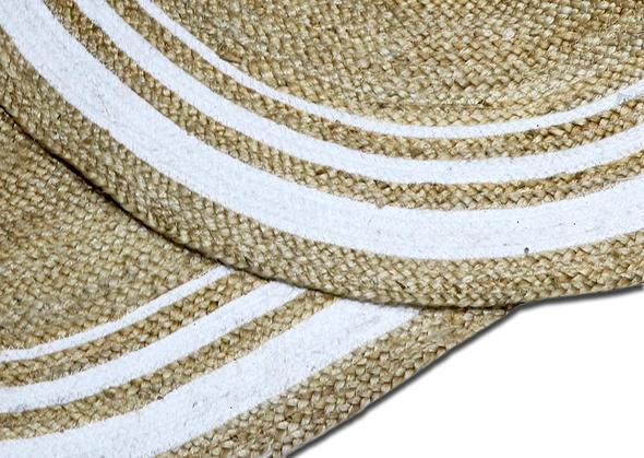 Natural Golden Jute Beige With White Oval Shape Runner - 3 X 5 FT