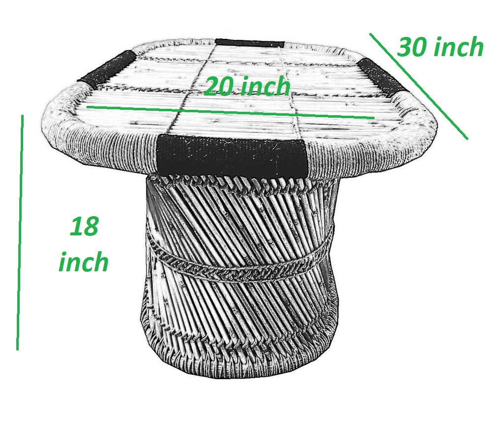 Handmakers | Natural Handmade Bamboo ( Sarkanda ) Black and Beige Tea Table