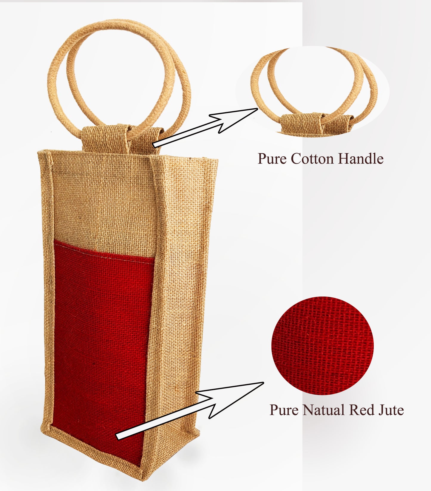 DESHKARI Handmakers Red Green Yellow Combo Jute Bottle Bag 2 LTR