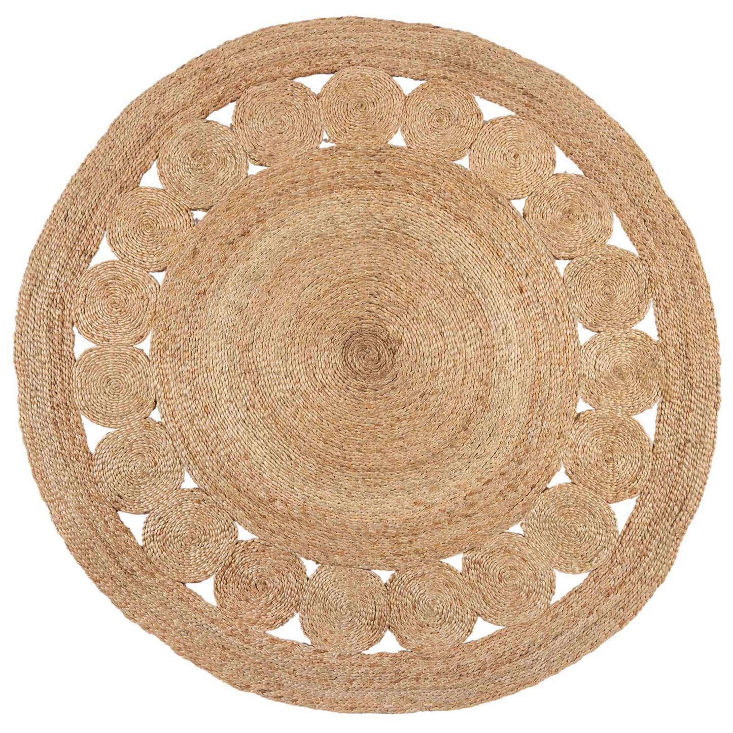 Pure Golden Jute Braided Indoor Rug - 90 CM