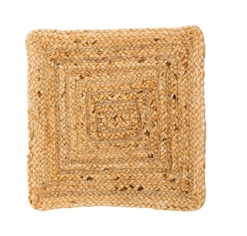 Natural Handmade Jute Beige Square Shape Placemats / Tablemats / Dinning mat (Set of 6)