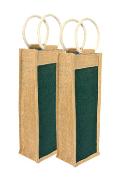 Handmaker  Jute Water Bottle Bag for  1LTR  with  Green Color  (Pack of 2)