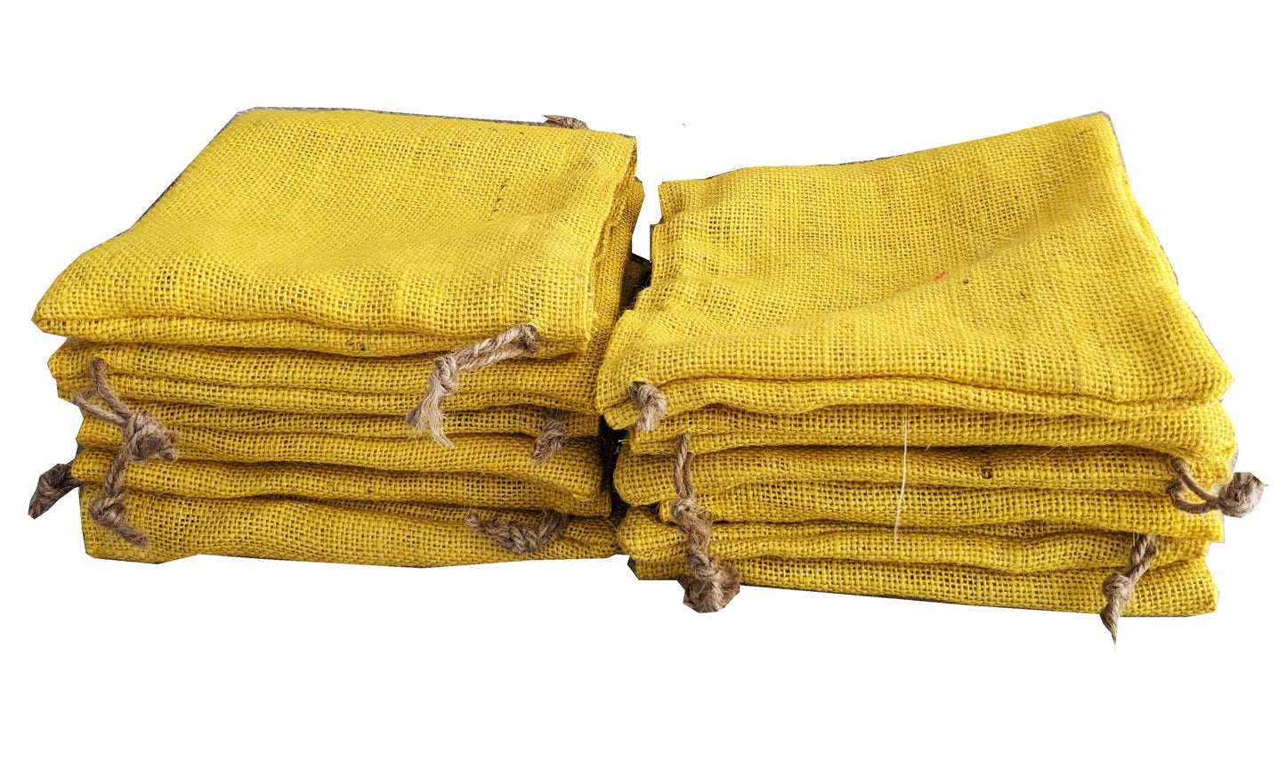 Yellow jute potlis