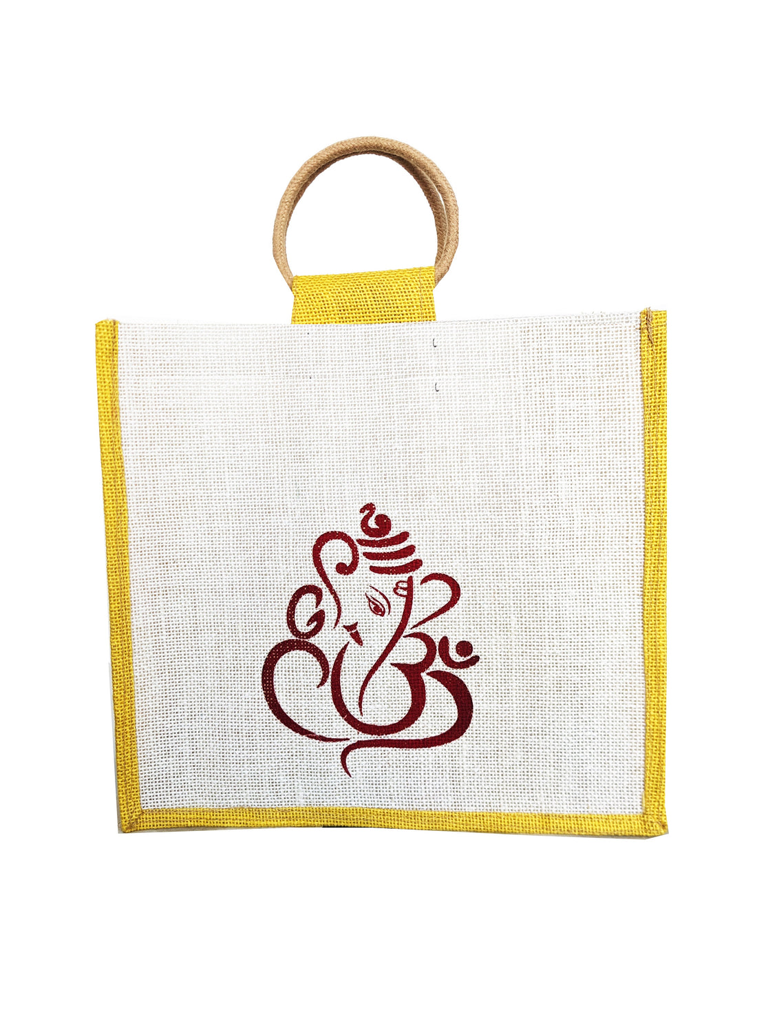 ROYAL FABRIC BAGS Jute Ganesha Print Bags and Jute Grocery Bag, Carry Bag, Tiffin Bag, Multipurpose Bag - Red