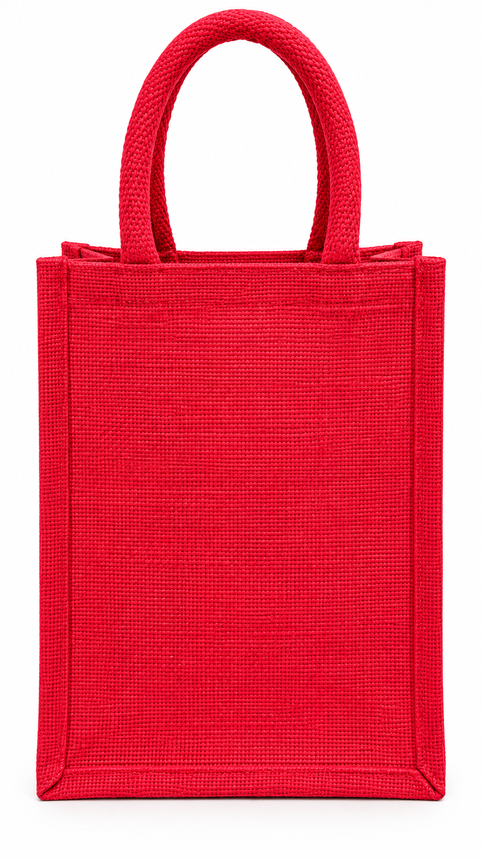 Handmakers Red Jute Gift Bag with Transparent Window and Handles | Reusable Gift Packaging Bag for Wedding, Return Gifts & Festivals