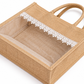 Natural Jute Gift Bag with Transparent Window & White Lace | Eco-Friendly Wedding Return Gift & Hamper Bag