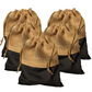 Handmakers Natural Black & Beige Jute Gift Potli Bags Pack of 5
