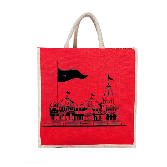 Handmakers Jute Bags for Return Gifts: A Sustainable and Stylish Option Ram mandir print pack of 10