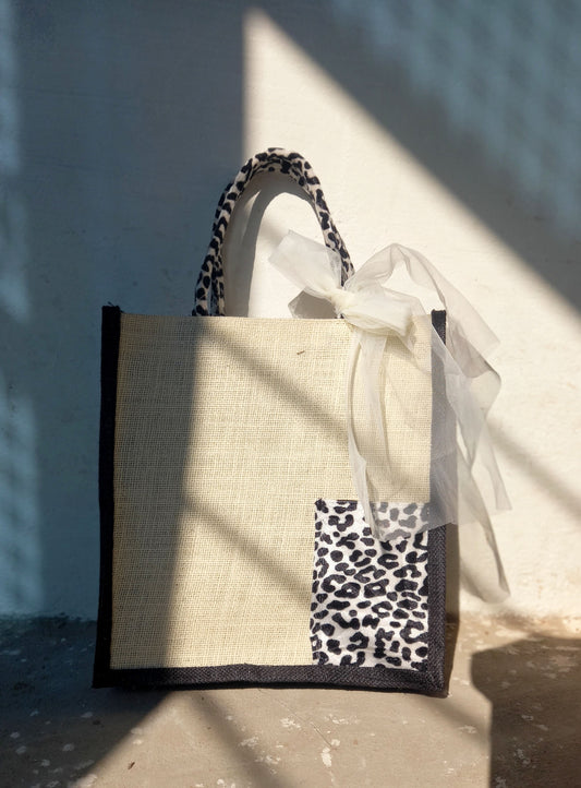 leopard print jute bags