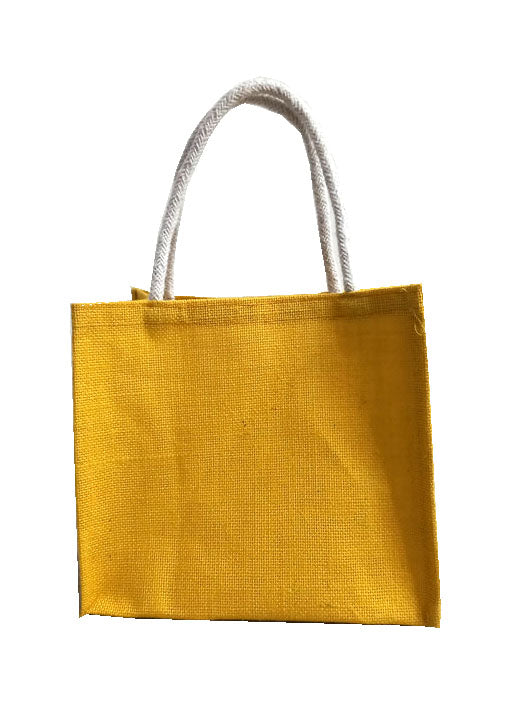 Handmakers Reusable Yellow Wedding Jute Bags for Gifts Pack of 10