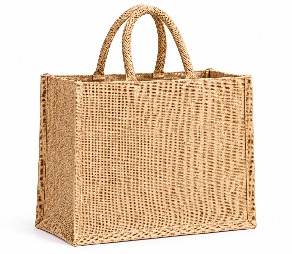 Natural Jute Gift Bag with Transparent Window & White Lace | Eco-Friendly Wedding Return Gift & Hamper Bag