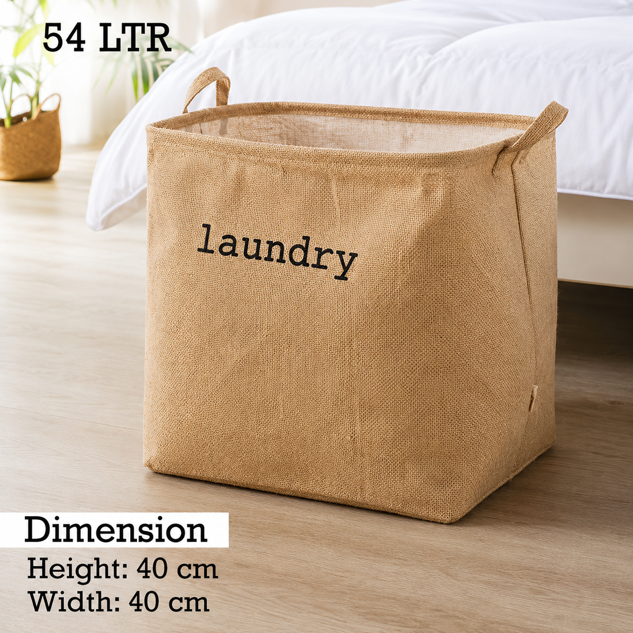 Handmakers 54L Jute Laundry Basket – Natural Moisture-Resistant Laundry Hamper with Handles for Clothes & Storage