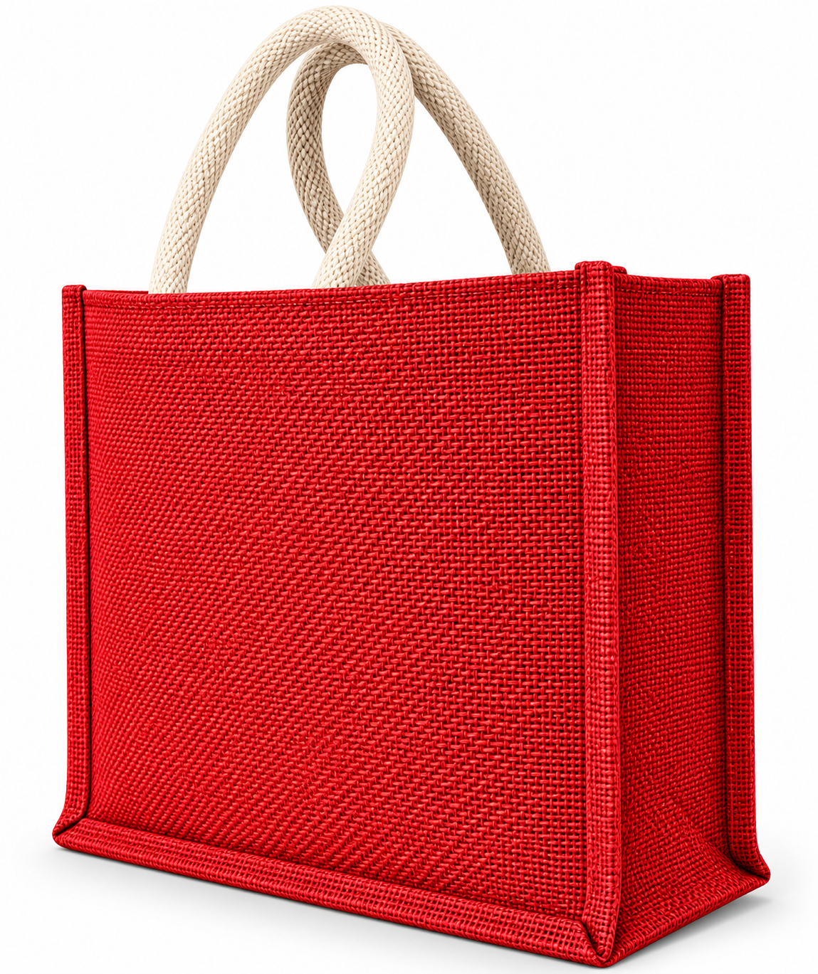 Handmakers White Handle Red Jute Bags 12x12x5 inch