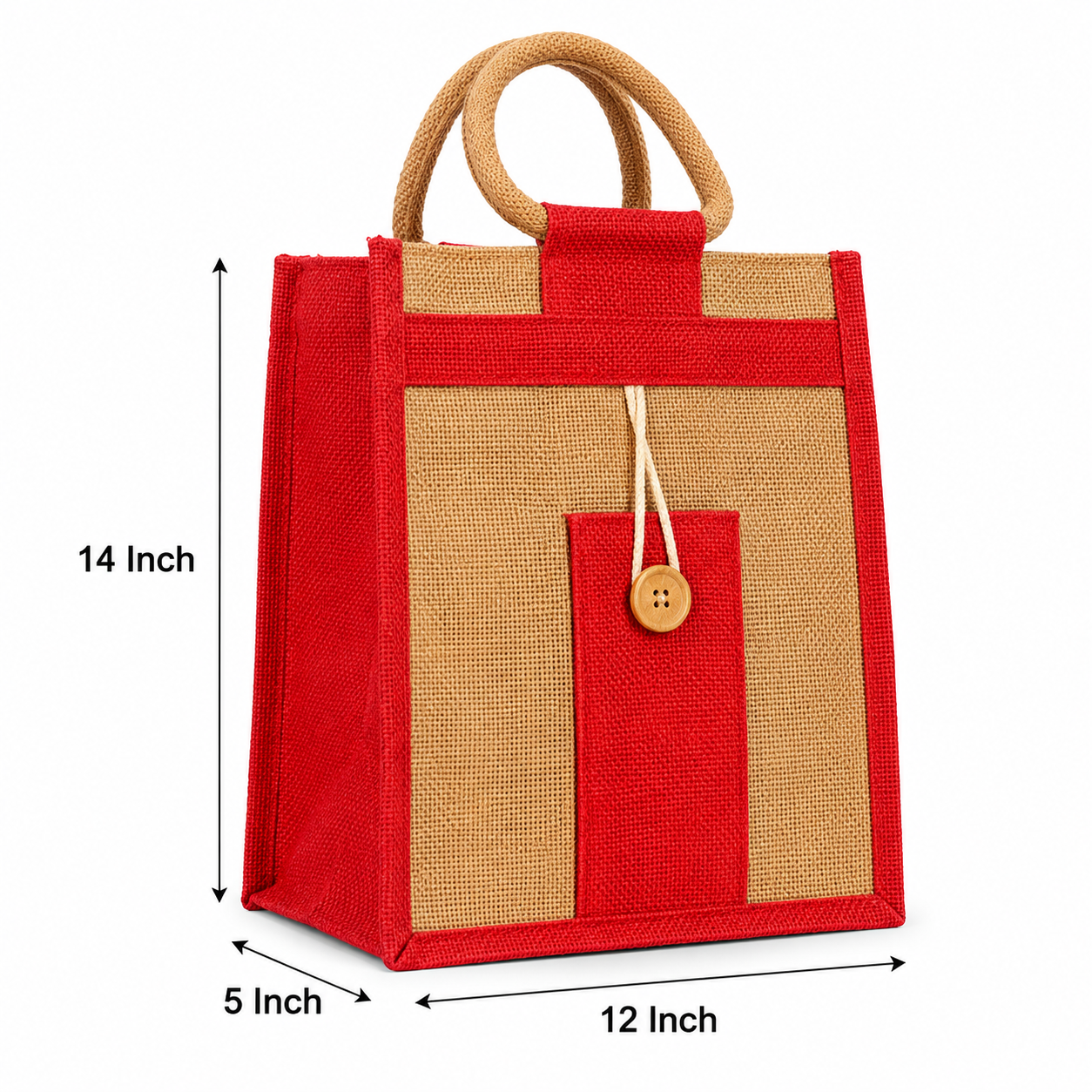 Handmakers Mobile Pocket Red Jute Lunch Bags