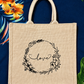Handmakers Pack of 10 Multicolored Transparent Jute Bag with Love Printed ,Large Size Jute Gift bag for return gift 13x12x6 inch