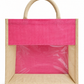 Handmakers Customize Transparent Jute Bags Pink & White 14x12x5 Inch