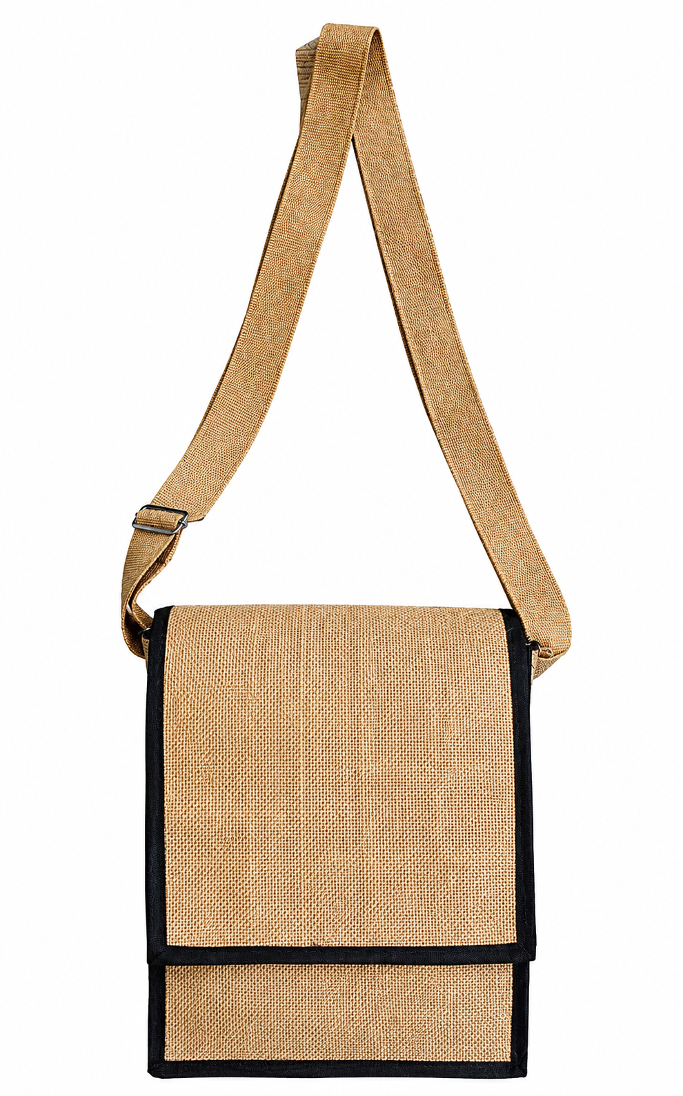 Handmakers Natural Jute Office Side Bag for Men – Eco-Friendly Sling Bag with Adjustable Strap & Wooden Button Closure