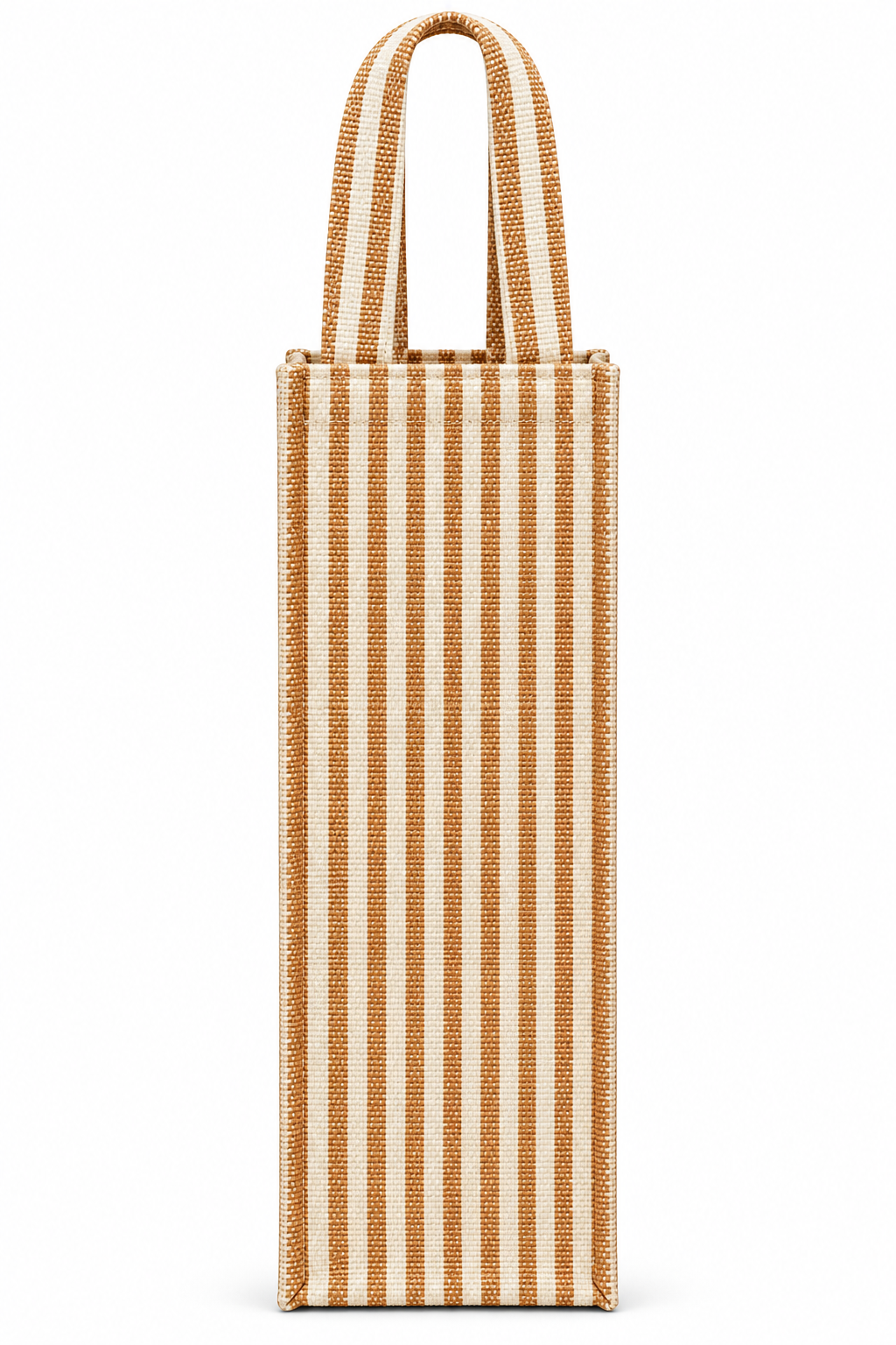 Handmakers Brown & Cream Striped Jute Bottle Bag with Handles | Reusable Wine & Gift Bottle Bag