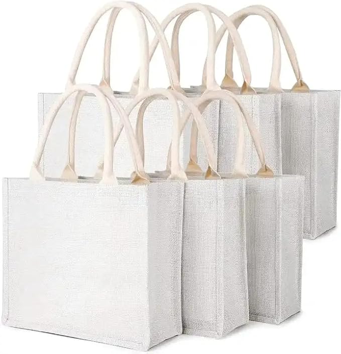 Handmakers Customize White Jute Bag 12x15x5 Inch