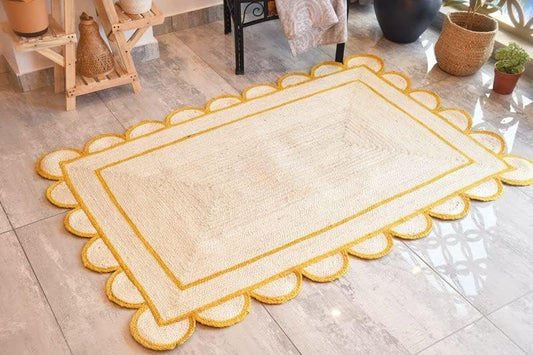 Yellow border jute rug 2'X3'