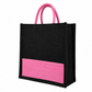 Handmakers Black & Pink Jute Tote Bag 12x12x5 Inch | Stylish Eco-Friendly Shopping, Gift & Wedding Bag