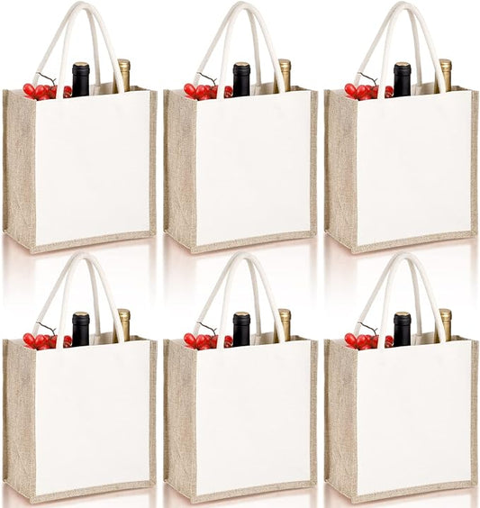 Reusable Jute Gift Totes with Handles: Durable, Eco-Friendly, and Stylish pack of 6