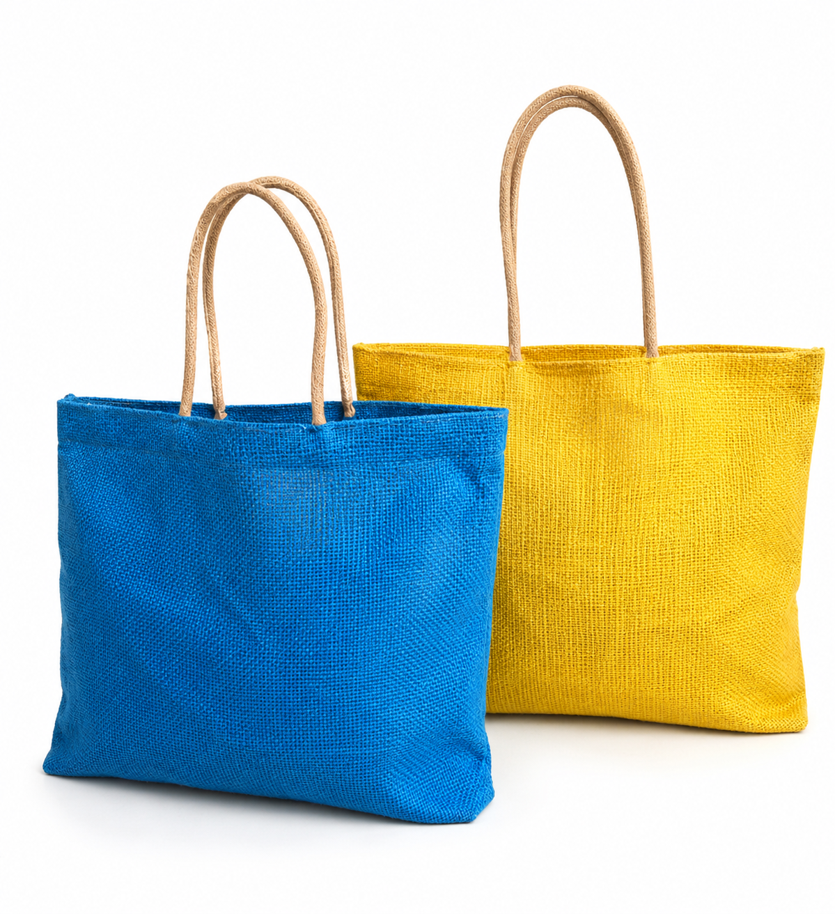 DESHKARI Handmakers Natural Jute Women's Fashion Gift Bag Blue Yellow