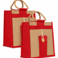 Handmakers Mobile Pocket Red Jute Lunch Bags