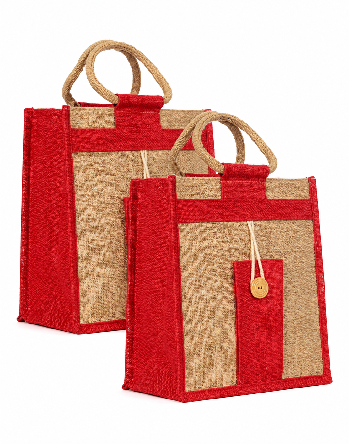 Handmakers Mobile Pocket Red Jute Lunch Bags