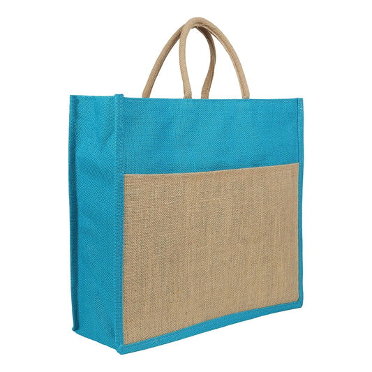 Double R Bags Large Eco Jute Shopping Bag with Zipper and Reinforced Handles