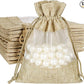 12 Pack 5x7 Inch Burlap Sheer Drawstring Gift Bags for Jewelry, Candy, and Wedding Party Favors