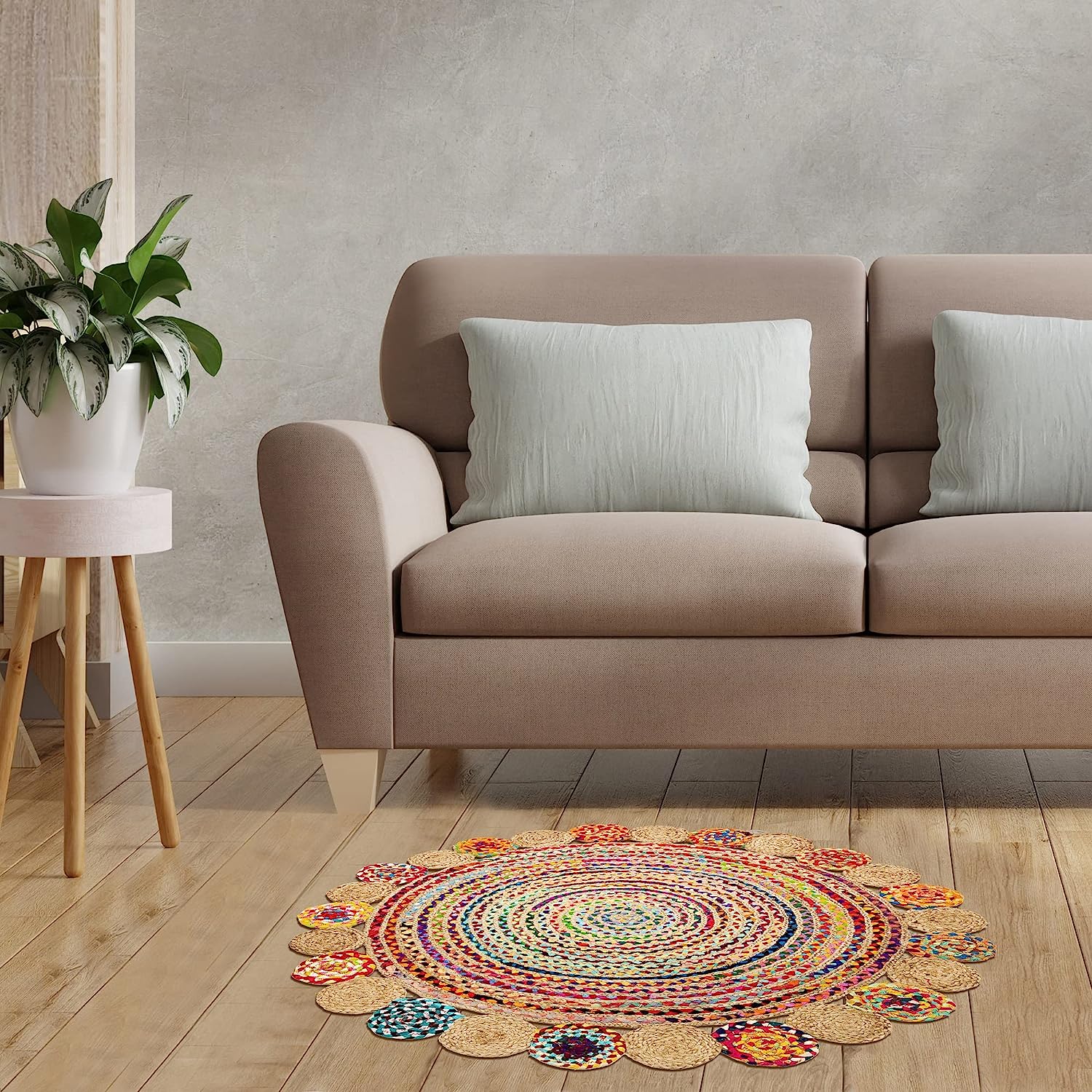 2 Ft Hand-Woven Braided Accent Rug