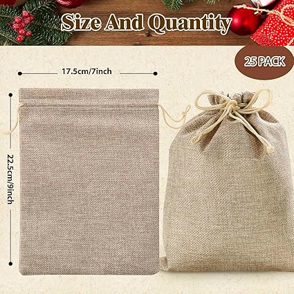 Handmakers Jute Potli Bags for Baby Shower Pack of 12 (7x*9 Inch )