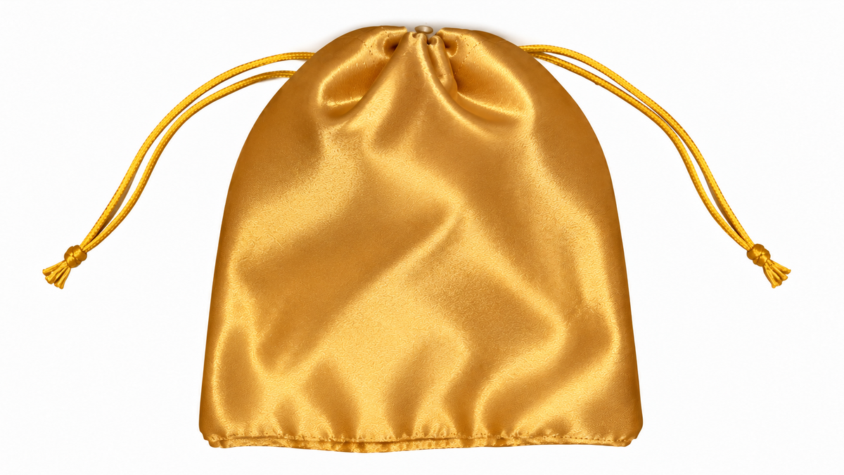 Handmakers Golden Satin Potli Bag | Luxury Drawstring Gift Pouch for Wedding & Festive Gifting Pack of 15