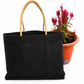 DESHKARI Handmakers Jute Women's Fashion Handbags Pack of 2 (white, black) 15X13 inch