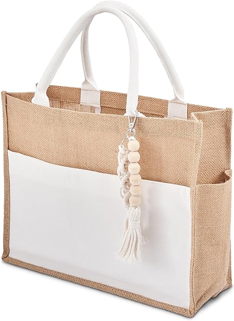 Personalised Jute Lunch Bag – Eco Friendly Monogram Tote for Women Gift  for Her, Mother's Day