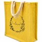 Handmakers Pack of 10 Multicolored Transparent Jute Bag with Love Printed ,Large Size Jute Gift bag for return gift 13x12x6 inch