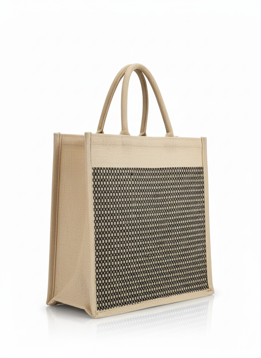 Large 16"x16" Jute Shopping Bag with Zipper & Base – Eco-Friendly Grocery Tote for Men & Women