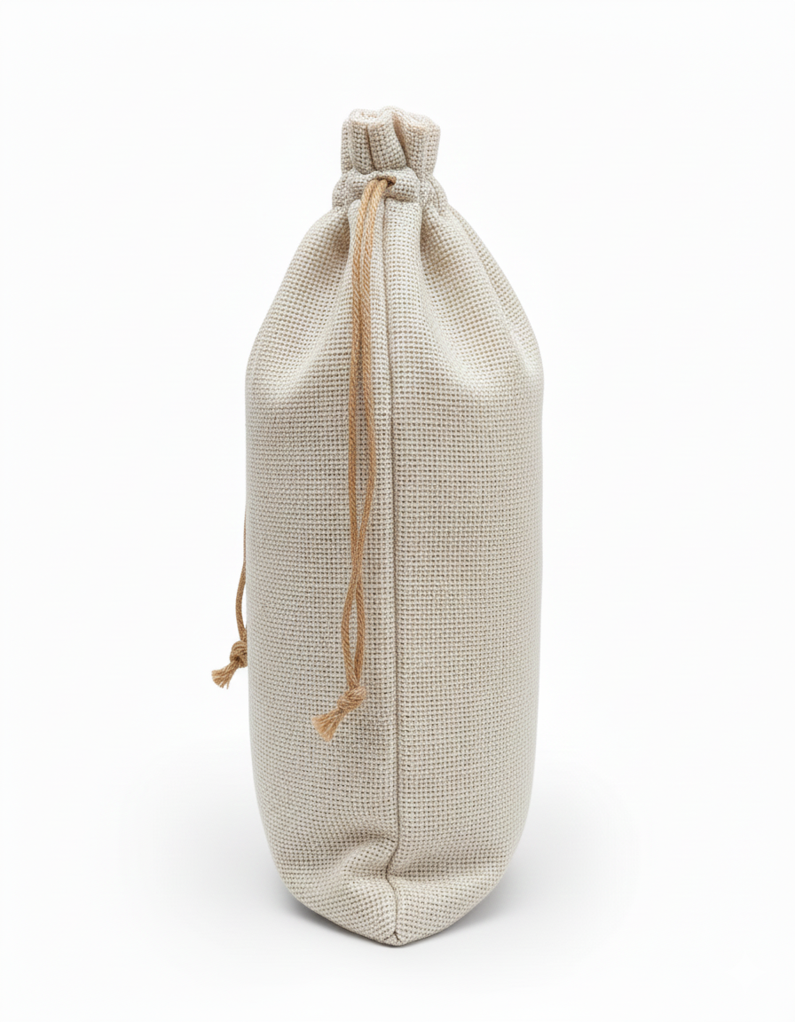 Handmakers Natural Jute Wine Bottle Bag with White Color